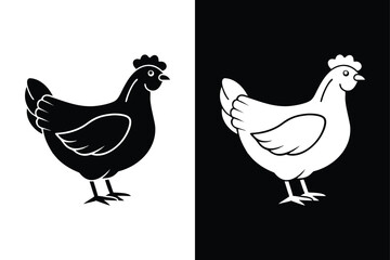 Black & White Chicken Icon. High-Quality Vector for Digital & Print