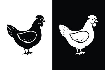 Farm Chicken Symbol. Editable Hen Icon for Graphic & Web Design