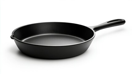cast iron frying pan on white background