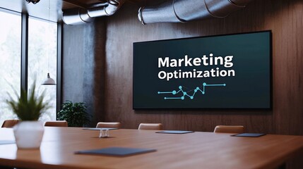 Marketing optimization strategies in a modern conference room interactive presentation display professional environment collaborative viewpoint
