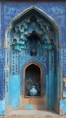 Blue-tiled niche with vase, Central Asian architecture
