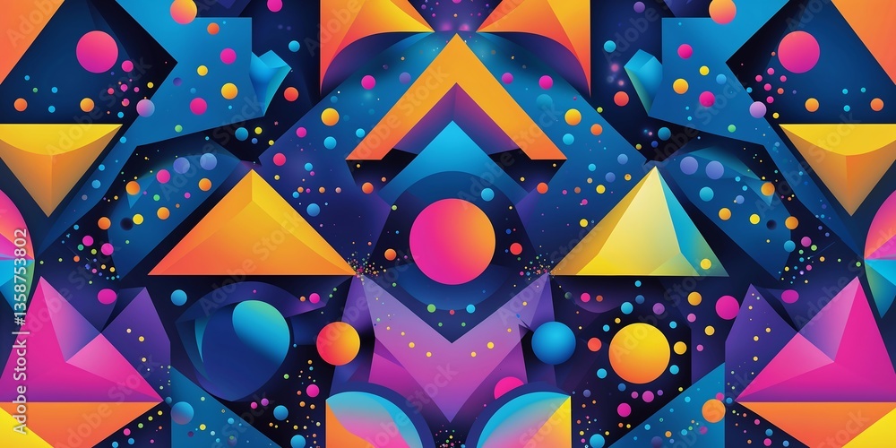 Poster a vibrant and energetic abstract vector background featuring an array of geometric shapes, including