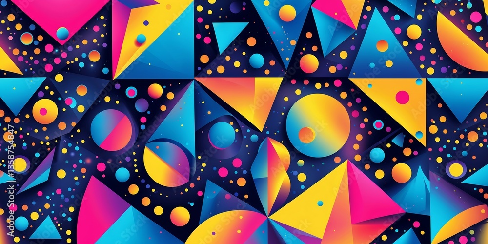 Poster a vibrant and energetic abstract vector background featuring an array of geometric shapes, including
