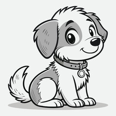 Fototapeta premium Cute cartoon dog sitting, perfect for children's books or pet-themed designs.
