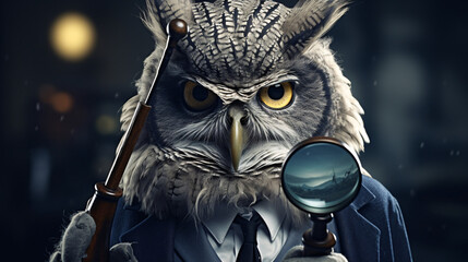 Realistic photo of an owl wearing glasses, representing wisdom and research. Ideal for educational, scientific, and study-related content.

