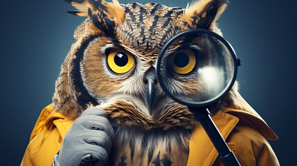 Realistic photo of an owl wearing glasses, representing wisdom and research. Ideal for educational, scientific, and study-related content.

