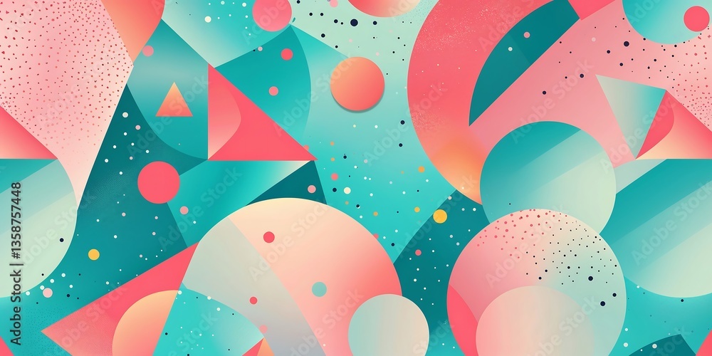 Poster a vibrant and energetic abstract vector background featuring an array of geometric shapes, including