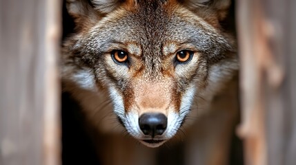Fototapeta premium Coyote Face Close Up Eye Contact Portrait Animal Wildlife Nature