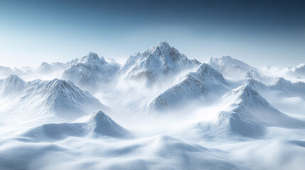 Obraz premium A realistic avalanche cascades down a towering mountain, symbolizing the powerful and forceful nature of this natural event, with billowing snow and raw, unstoppable energy.