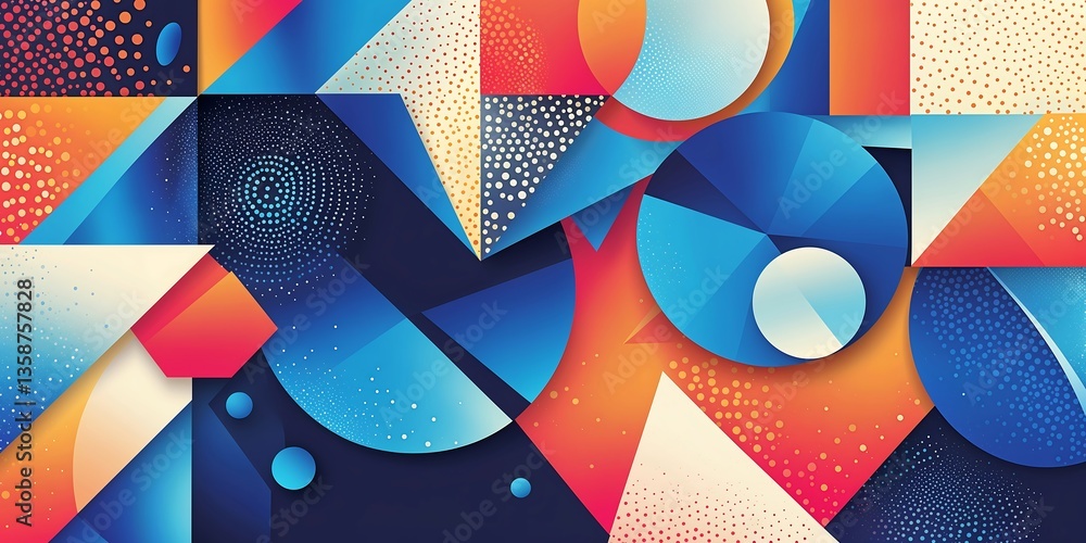Poster a vibrant and energetic abstract vector background featuring an array of geometric shapes, including