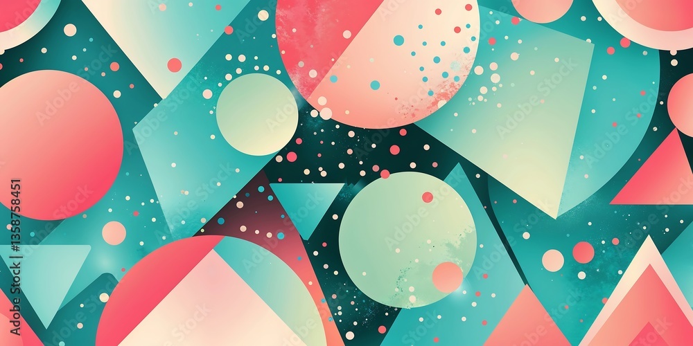 Poster a vibrant and energetic abstract vector background featuring an array of geometric shapes, including