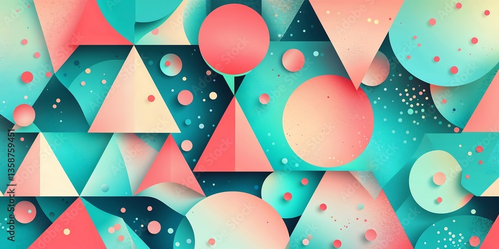 Poster a vibrant, futuristic abstract vector background filled with dynamic geometric shapes, including tri