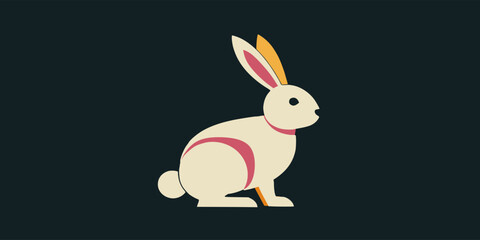 rabbit easter vector illustration with dark blue background