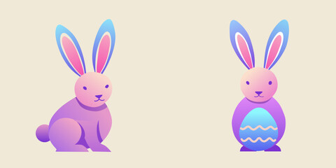 Obraz premium easter bunny with eggs illustration with isolated background