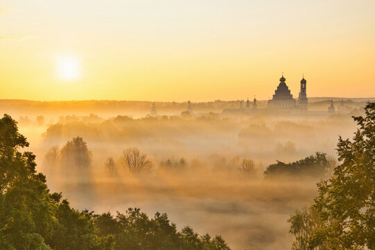 Golden sunshine over the New Jerusalem Monastery in Istra, Moscow region of Russia