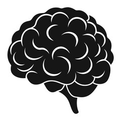 Human Brain Silhouette Icon - Black Flat Vector Illustration of a Mind, Intelligence, and Neuroscience Symbol for Medical, Science, Education, Psychology, AI, and Technology Design PNG