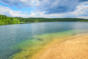 Sandy beach of the Volkusha quarry in Lytkarino