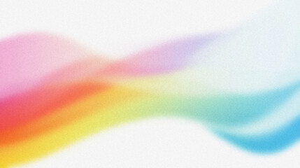 Abstract rainbow blur on white, flowing form . Abstract background with grain noise texture