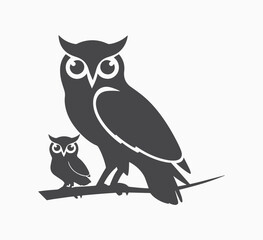 Black and white cat with a black cat and a bird in a tribal vector style