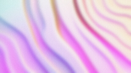 Blurred waves of purple, pink, blue, and yellow colors softly . Abstract background with grain noise texture