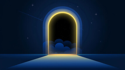 Cosmic archway neon glow night sky futuristic portal