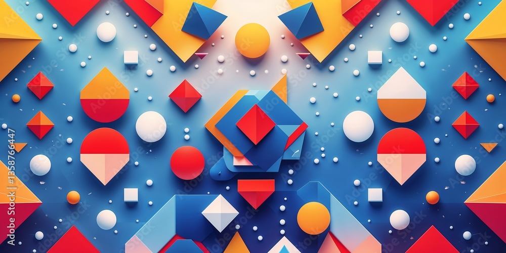 Poster a vibrant, futuristic abstract vector background filled with dynamic geometric shapes, including tri
