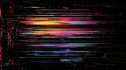 Futuristic abstract background with dense pixelated interference, erratic flickering glitch effects, heavily distorted vintage screen grain, dark ominous color tones, digital dystopian aesthetic