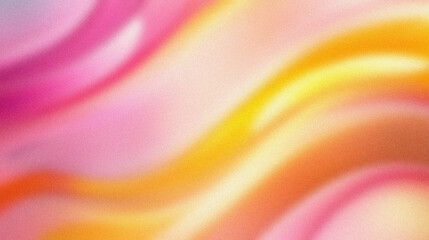 Obraz premium Soft, blurred wavy gradient with pink, orange, and yellow hues . Abstract background with grain noise texture