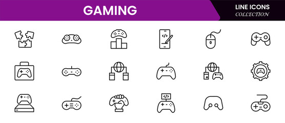 Game icon set. Gaming icon elements containing points and life bars, console, player, chess, multiplayer, casino and mobile game icons.