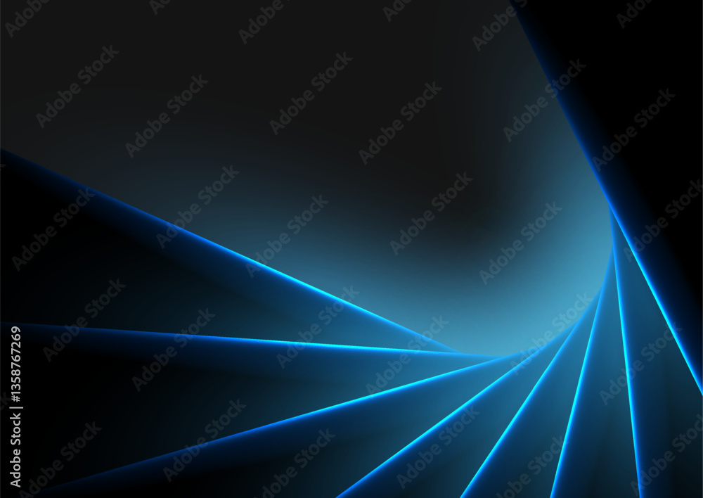 Aufkleber blue spiral neon laser lines abstract geometric glowing background. vector futuristic design
