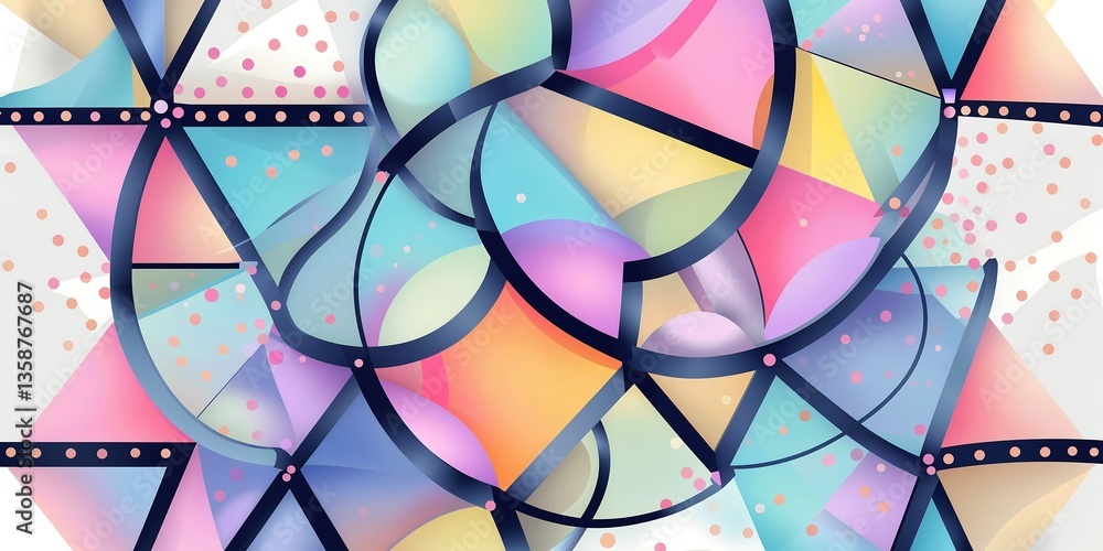 Poster a vibrant, futuristic abstract vector background filled with dynamic geometric shapes, including tri