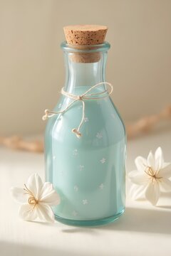 Pastel Blue Liquid in Elegant Bottle