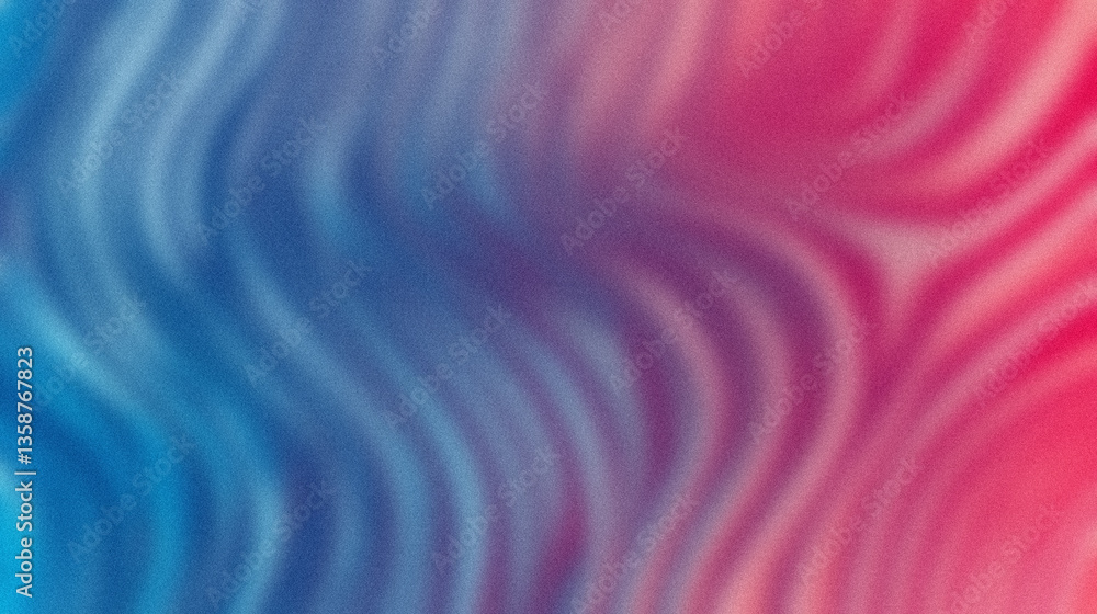Wall mural wavy gradient blend blue and red, creating smooth, flowing textures . abstract background with grain