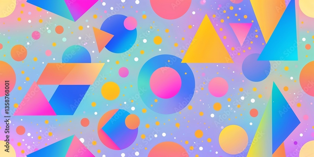 Poster a vibrant, futuristic abstract vector background filled with dynamic geometric shapes, including tri