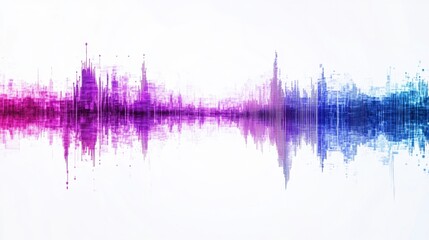 Purple and blue abstract sound wave curves, clean and modern, symbolizing digital technology. Set on a white background.