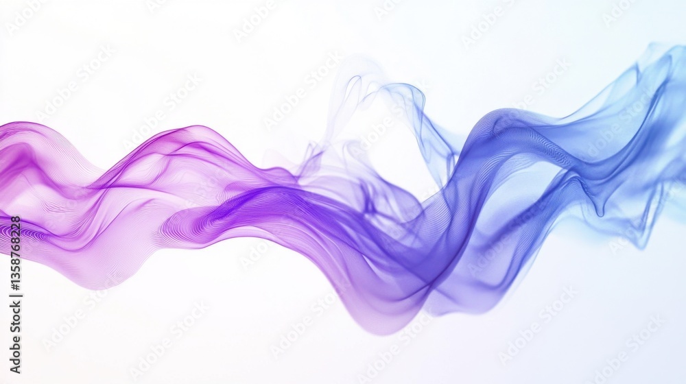 Poster purple and blue sound wave curve on a white background, futuristic design element for technology-the