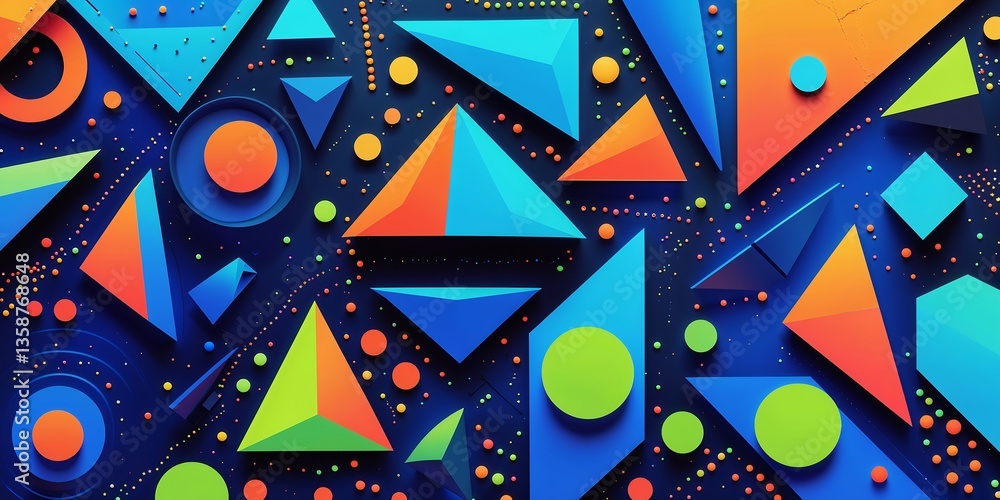 Aufkleber a vibrant, futuristic abstract vector background filled with dynamic geometric shapes, including tri