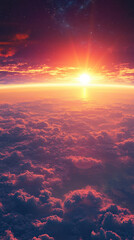 Fototapeta premium Sunset above a sea of clouds