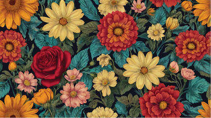 Colorful Floral Bouquet with Gerbera, Roses, and Daisies in Spring Garden