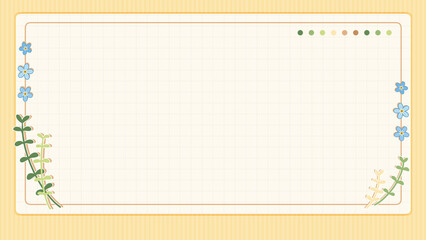 Super cute cartoon picture frame decorated with flowers, leaves and dots.