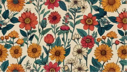 Seamless floral pattern with flowers would be a simple and clear name for this image