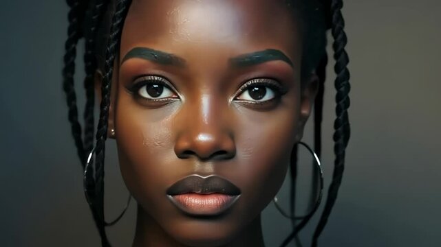 Portrait of a young woman with braided hair expressing confidence  