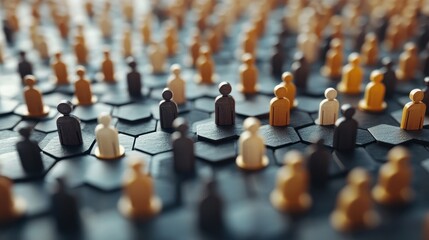 Obraz premium Diverse People on Hexagonal Grid