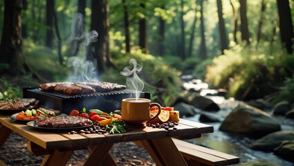 Picnic in the Forest Delicious BBQ by the River