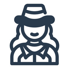 Female Cowgirl Character with Long Hair
