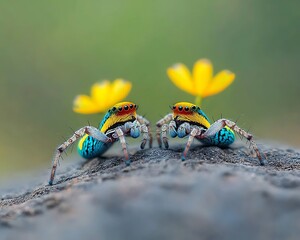 Jumping Spiders on Rock