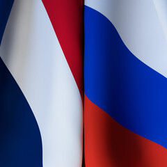 Waving Flags Of France And Russia
