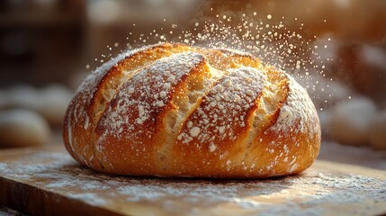 freshly baked artisan sourdough bread with a golden crust
