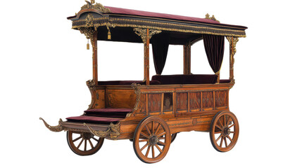 classic horse drawn carriage,vintage carriage on transparent background, isolated in PNG format, antique themed designs and creative graphic projects