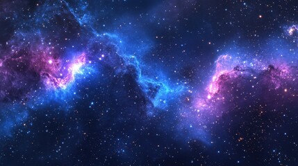 A vibrant nebula shines bright, painted in cosmic hues of blue, pink, and purple. Perfect for backgrounds, sci-fi themes, and any creative outer space design.